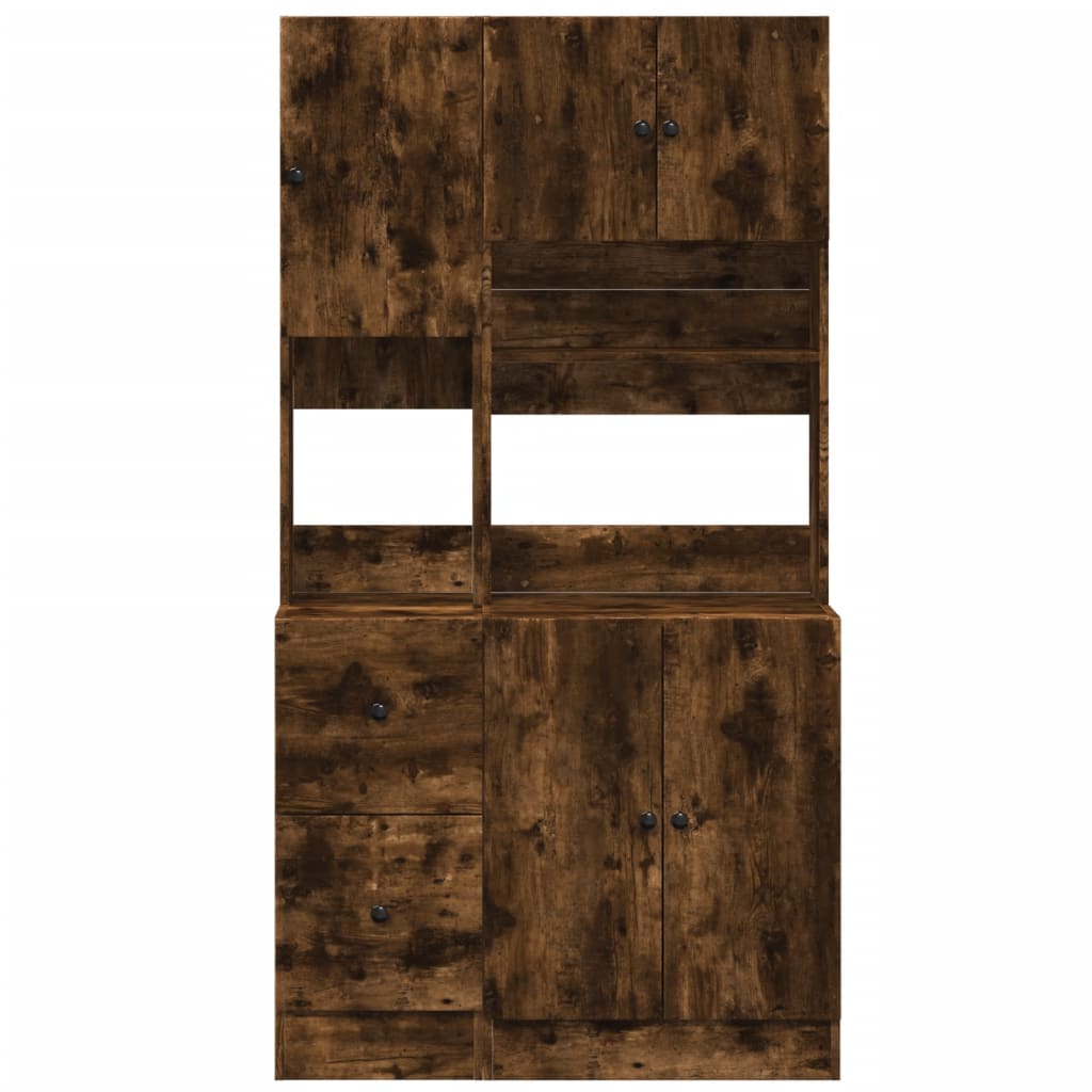 Armoire de cuisine chêne fumé 95x50x180 cm bois d'ingénierie - XIOS