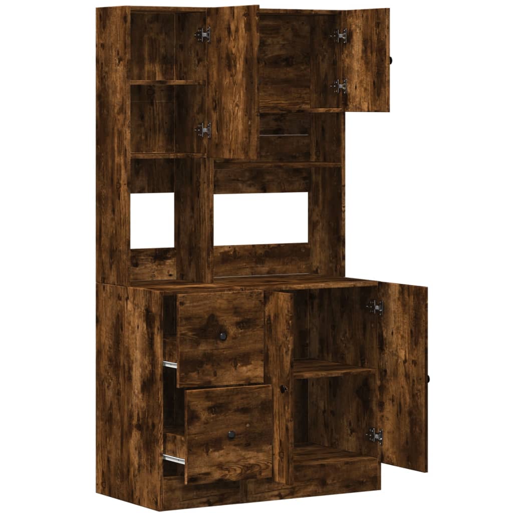 Armoire de cuisine chêne fumé 95x50x180 cm bois d'ingénierie - XIOS