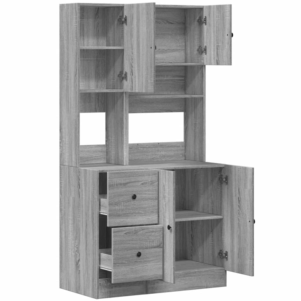Armoire de cuisine sonoma gris 95x50x180 cm bois d’ingénierie - XIOS