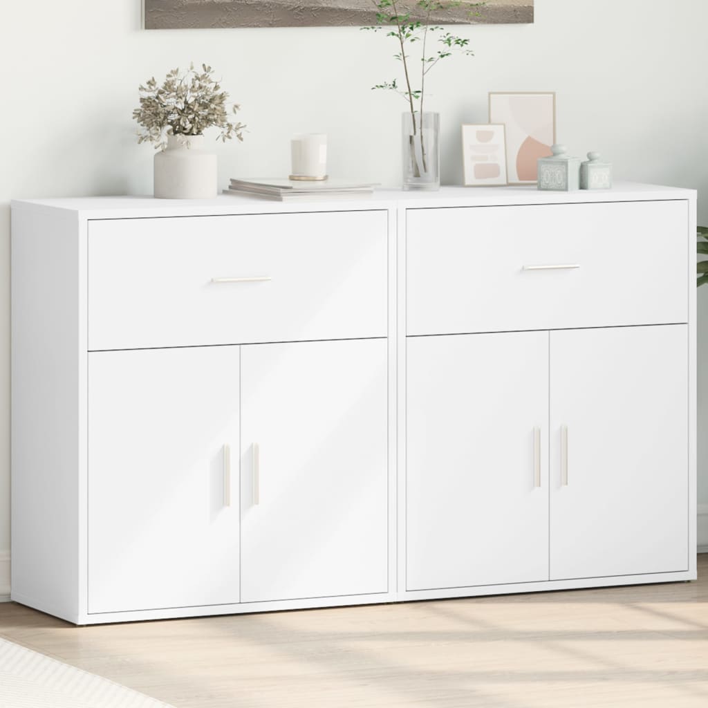 Buffets 2 pcs blanc 60x31x70 cm bois d'ingénierie - XIOS