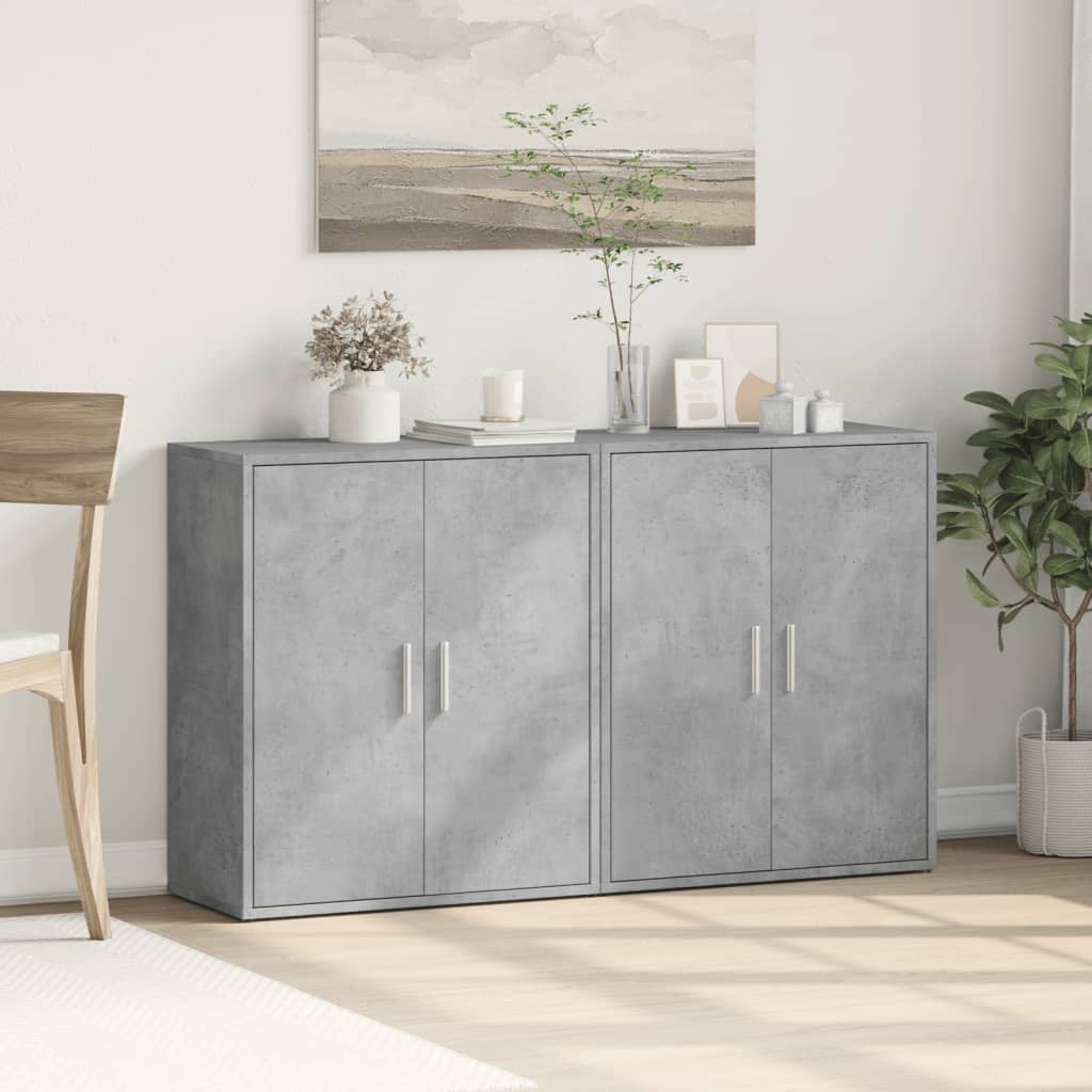 Buffets 2 pcs gris béton 60x31x70 cm bois d'ingénierie - XIOS
