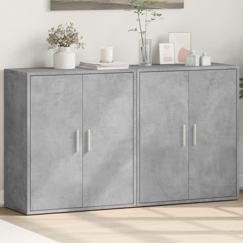 Buffets 2 pcs gris béton 60x31x70 cm bois d'ingénierie - XIOS