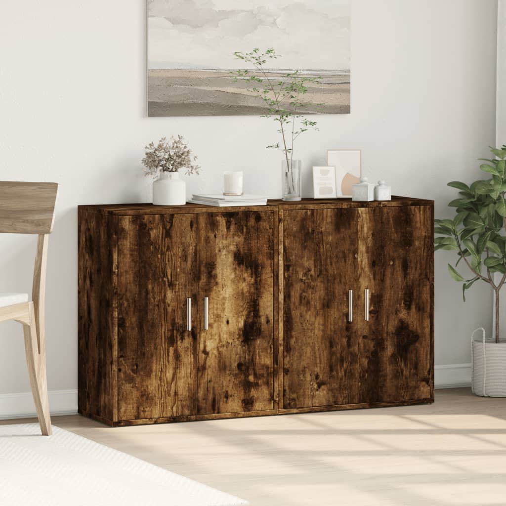 Buffets 2 pcs chêne fumé 60x31x70 cm bois d'ingénierie - XIOS