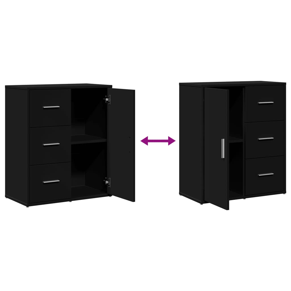 Buffets 2 pcs noir 60x31x70 cm bois d'ingénierie - XIOS