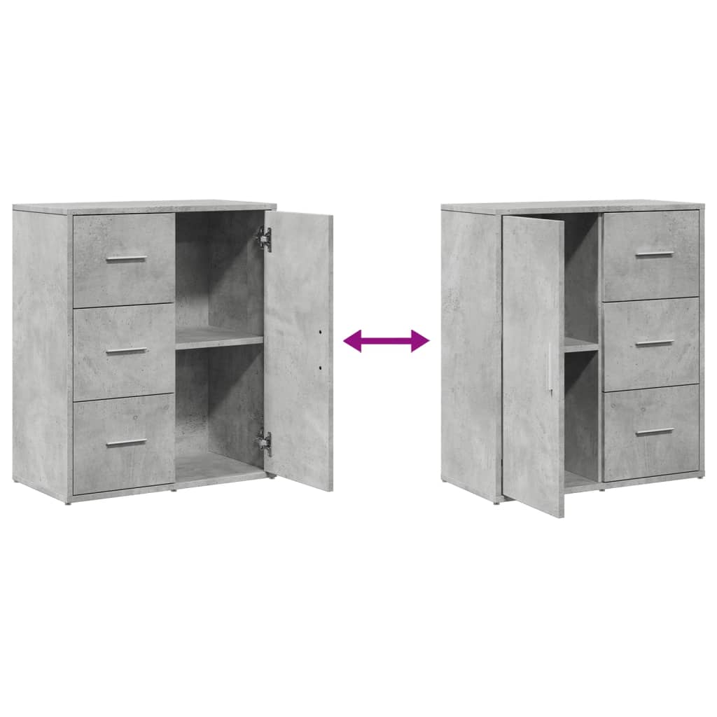 Buffets 2 pcs gris béton 60x31x70 cm bois d'ingénierie - XIOS