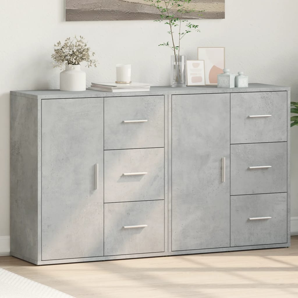 Buffets 2 pcs gris béton 60x31x70 cm bois d'ingénierie - XIOS