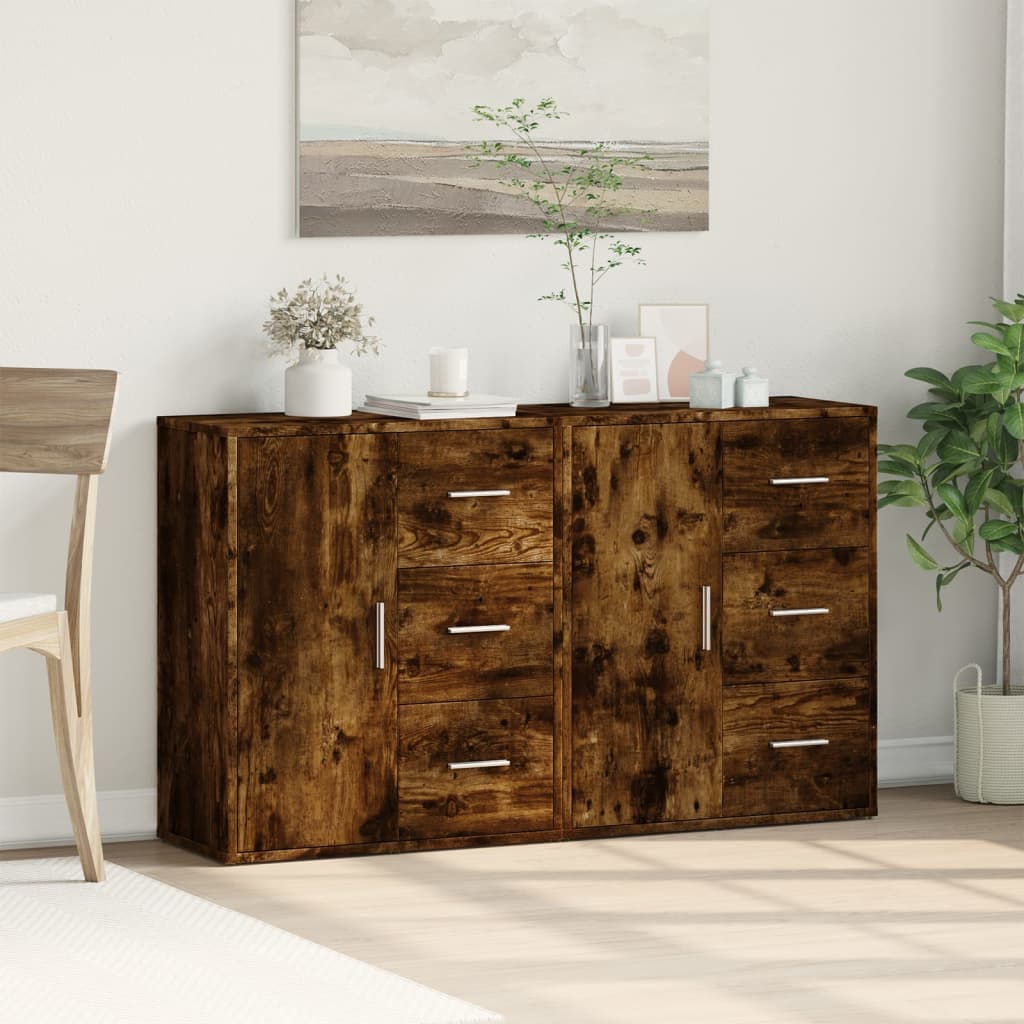 Buffets 2 pcs chêne fumé 60x31x70 cm bois d'ingénierie - XIOS