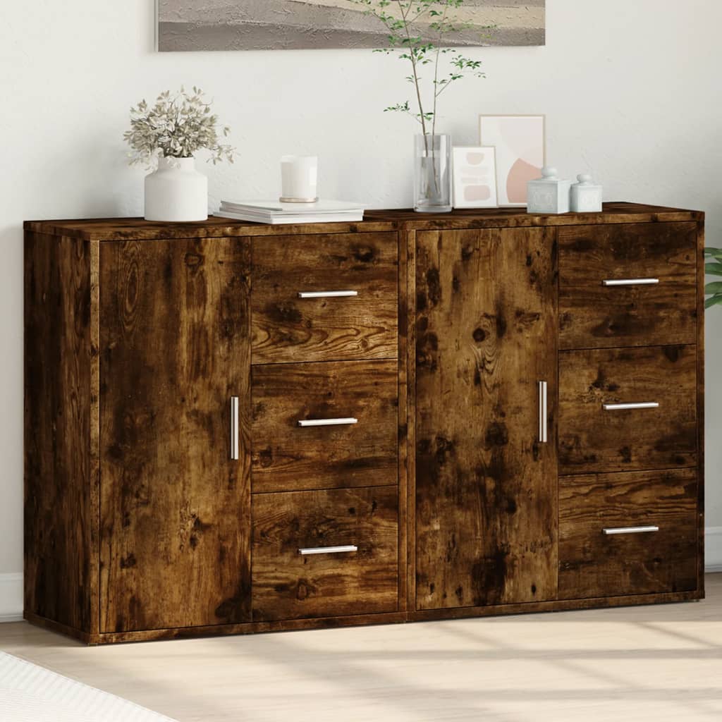 Buffets 2 pcs chêne fumé 60x31x70 cm bois d'ingénierie - XIOS