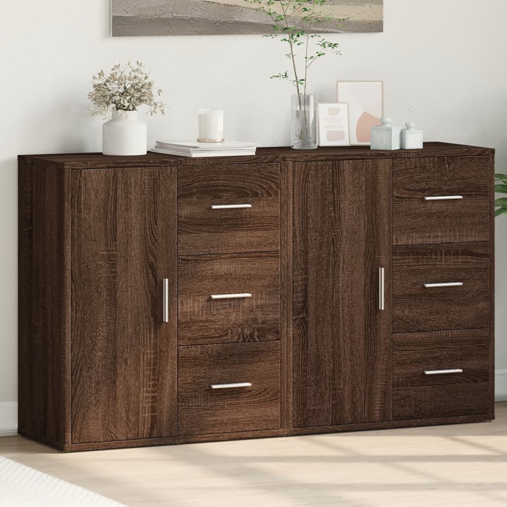 Buffets 2 pcs chêne marron 60x31x70 cm bois d'ingénierie - XIOS