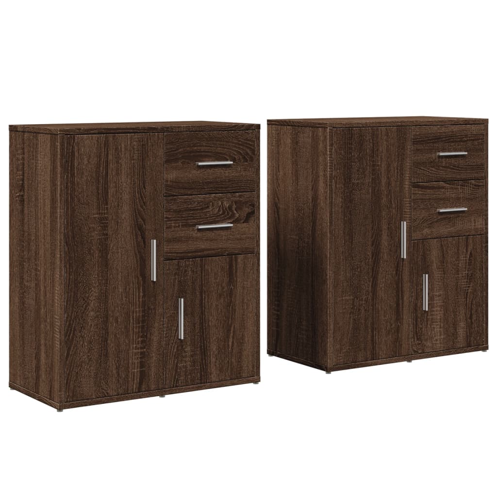 Buffets 2 pcs chêne marron 60x31x70 cm bois d'ingénierie Buffets & bahuts vidaXL