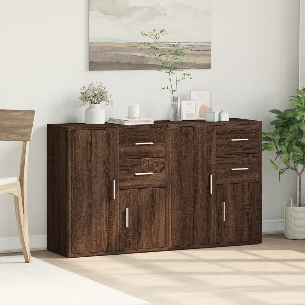 Buffets 2 pcs chêne marron 60x31x70 cm bois d'ingénierie Buffets & bahuts vidaXL