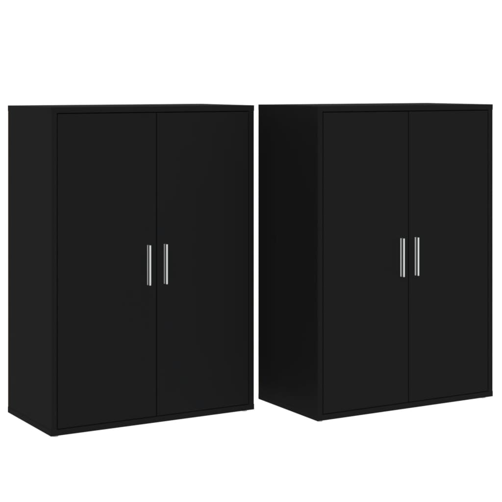 Buffets 2 pcs noir 60x31x84 cm bois d'ingénierie - XIOS