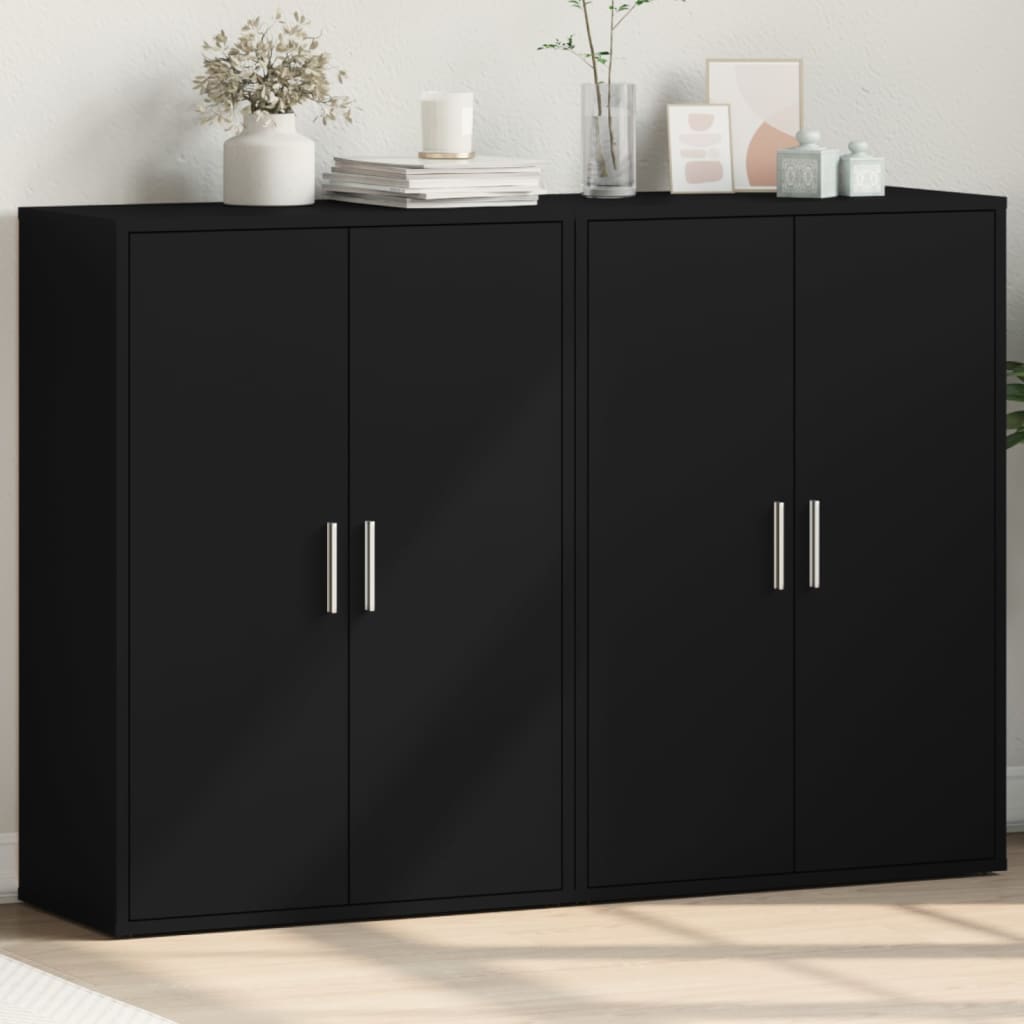 Buffets 2 pcs noir 60x31x84 cm bois d'ingénierie - XIOS