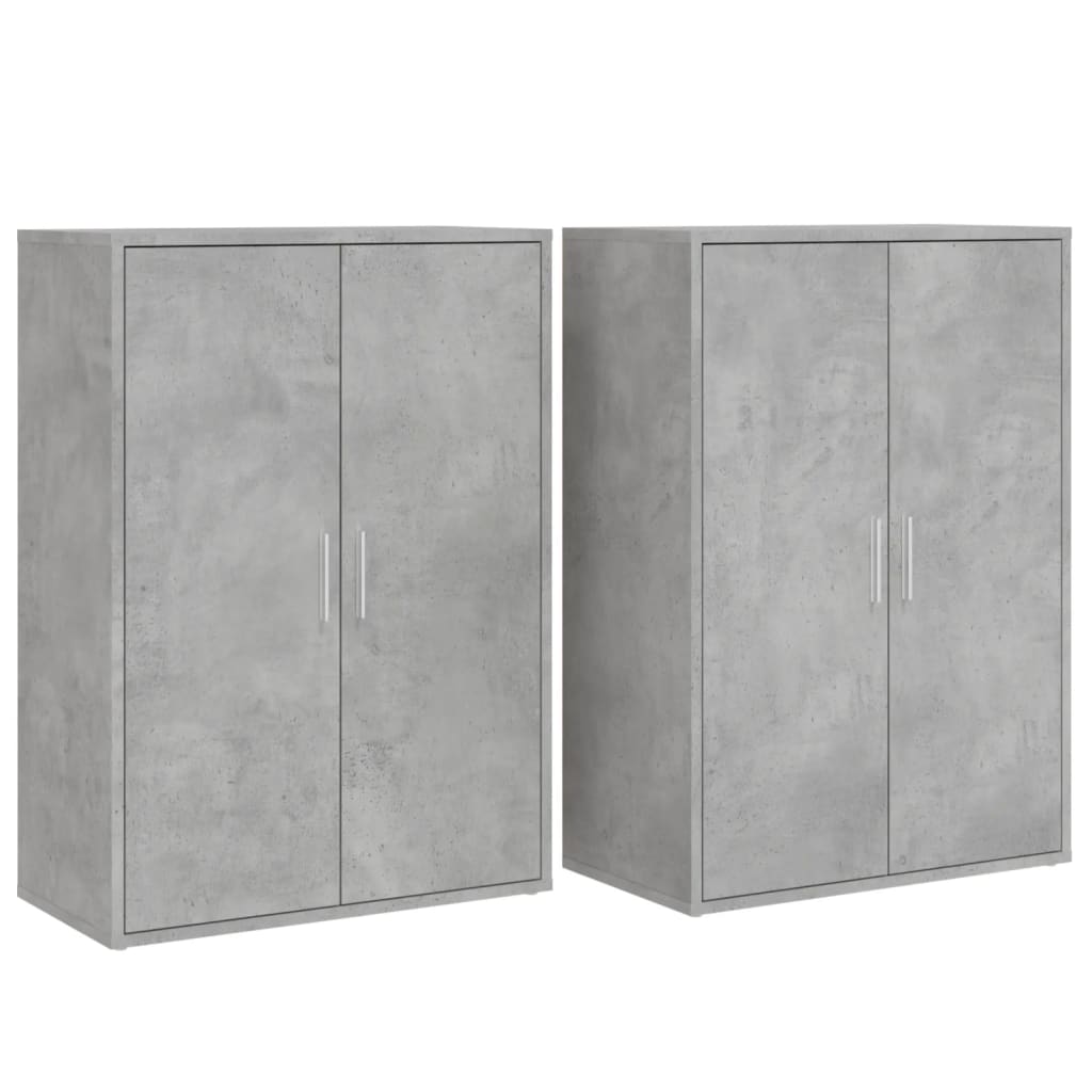 Buffets 2 pcs gris béton 60x31x84 cm bois d'ingénierie - XIOS