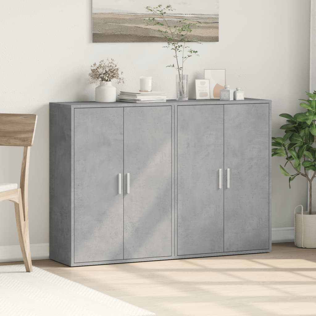 Buffets 2 pcs gris béton 60x31x84 cm bois d'ingénierie - XIOS