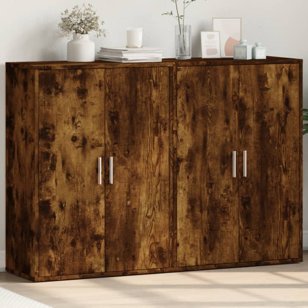 Buffets 2 pcs chêne fumé 60x31x84 cm bois d'ingénierie - XIOS
