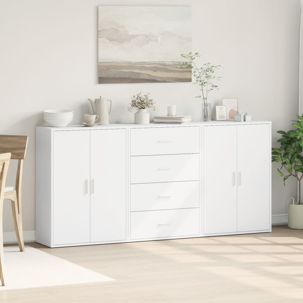 Buffets 3 pcs blanc 60x31x84 cm bois d'ingénierie - XIOS