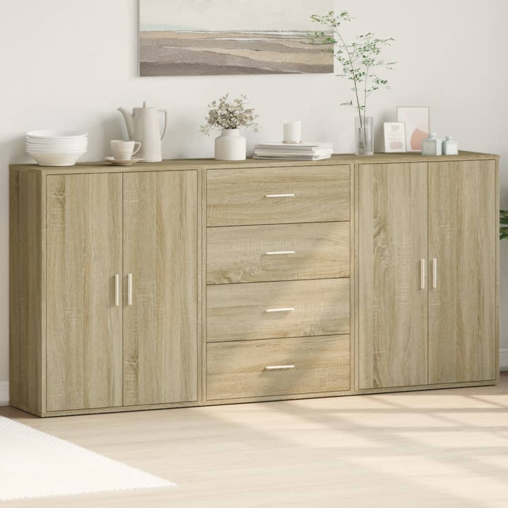 Buffets 3 pcs chêne sonoma 60x31x84 cm bois d'ingénierie