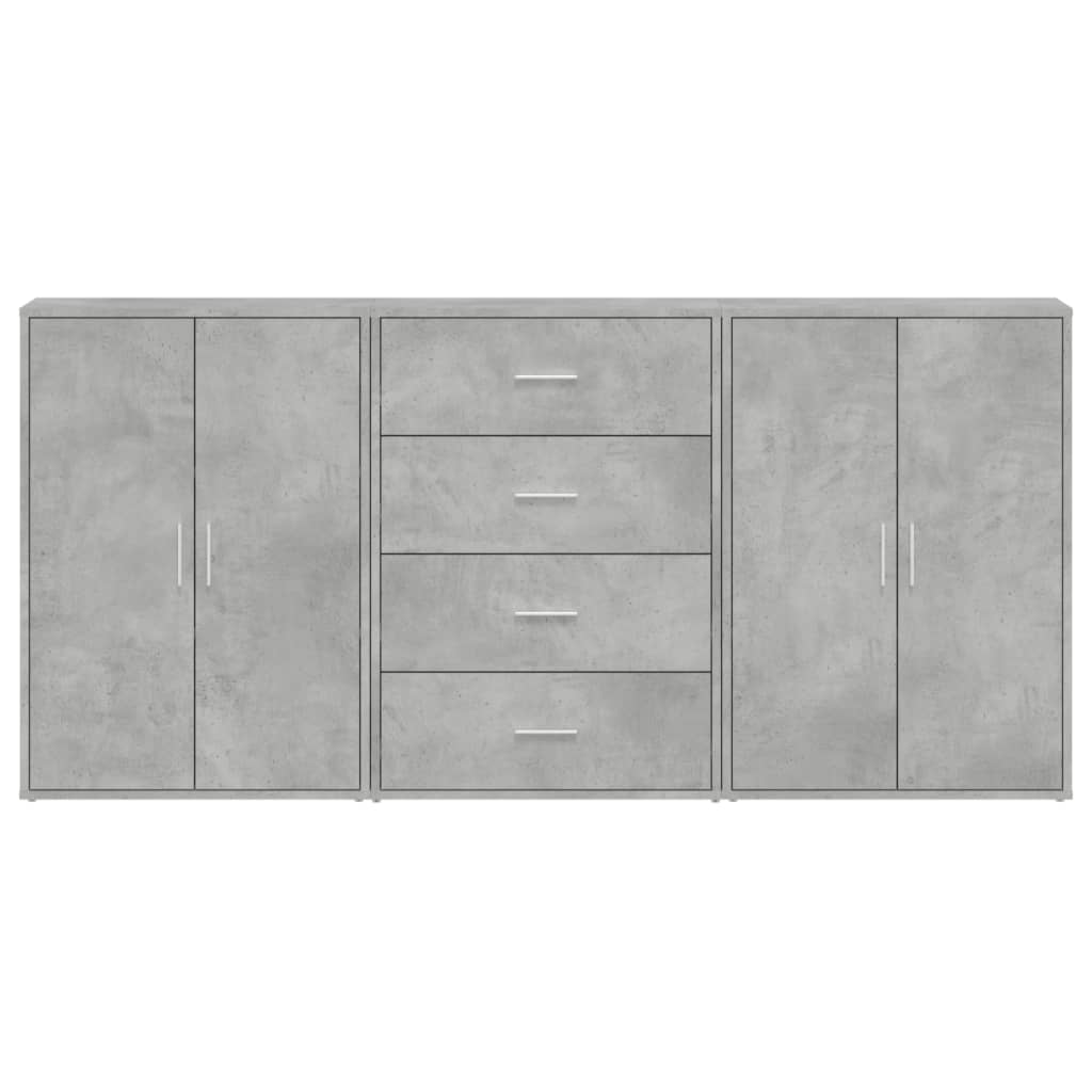 Buffets 3 pcs gris béton 60x31x84 cm bois d'ingénierie - XIOS