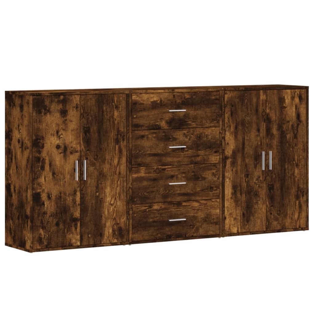 Buffets 3 pcs chêne fumé 60x31x84 cm bois d'ingénierie - XIOS