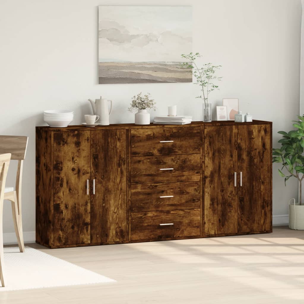 Buffets 3 pcs chêne fumé 60x31x84 cm bois d'ingénierie - XIOS