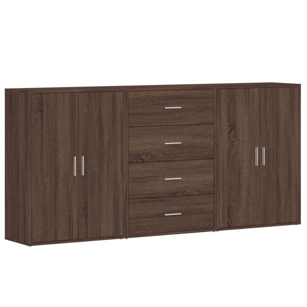 Buffets 3 pcs chêne marron 60x31x84 cm bois d'ingénierie
