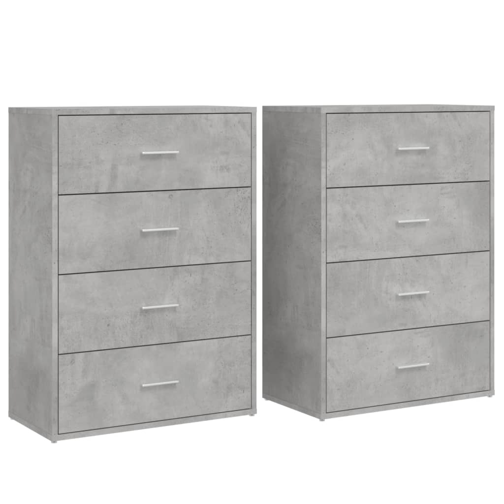 Buffets 2 pcs gris béton 60x31x84 cm bois d'ingénierie - XIOS