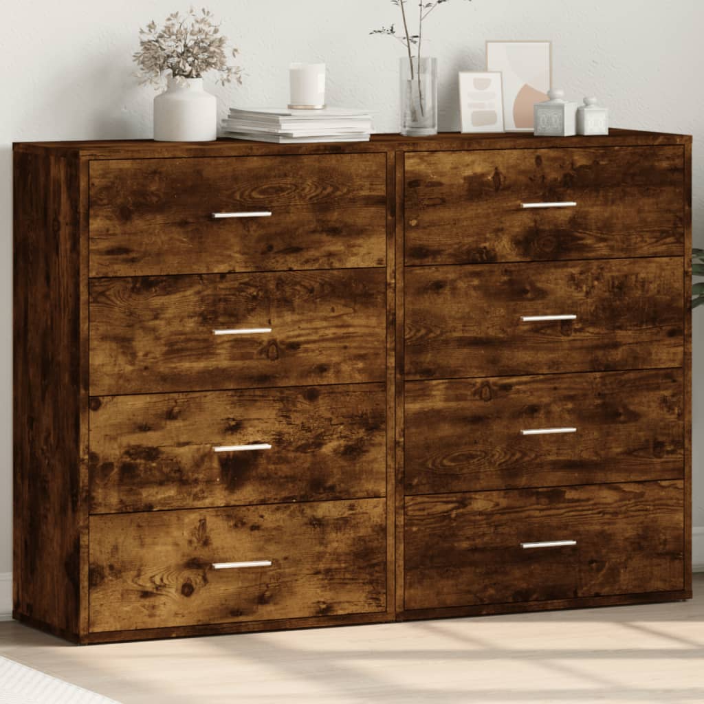 Buffets 2 pcs chêne fumé 60x31x84 cm bois d'ingénierie - XIOS
