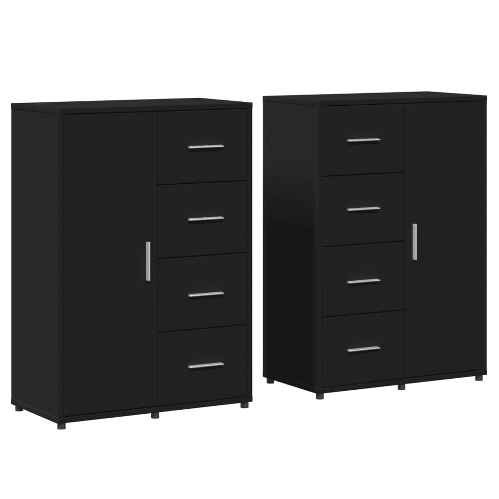Buffets 2 pcs noir 60x31x84 cm bois d'ingénierie - XIOS