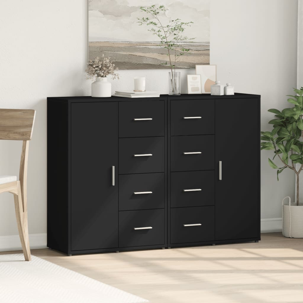 Buffets 2 pcs noir 60x31x84 cm bois d'ingénierie - XIOS