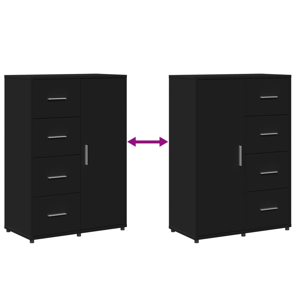 Buffets 2 pcs noir 60x31x84 cm bois d'ingénierie - XIOS