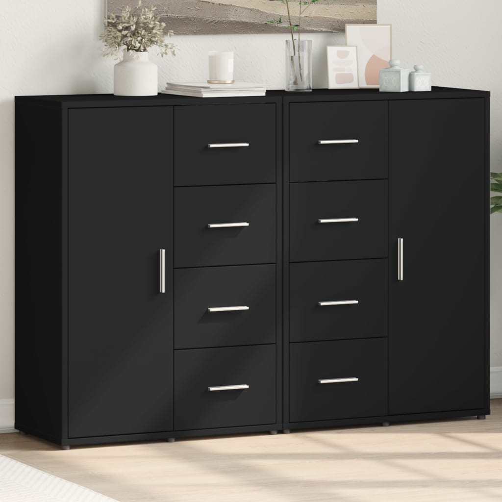 Buffets 2 pcs noir 60x31x84 cm bois d'ingénierie - XIOS