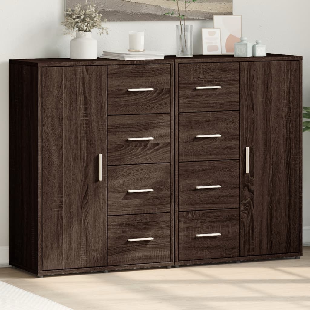 Buffets 2 pcs chêne marron 60x31x84 cm bois d'ingénierie - XIOS