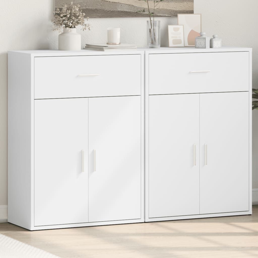 Buffets 2 pcs blanc 60x30x84 cm bois d'ingénierie - XIOS
