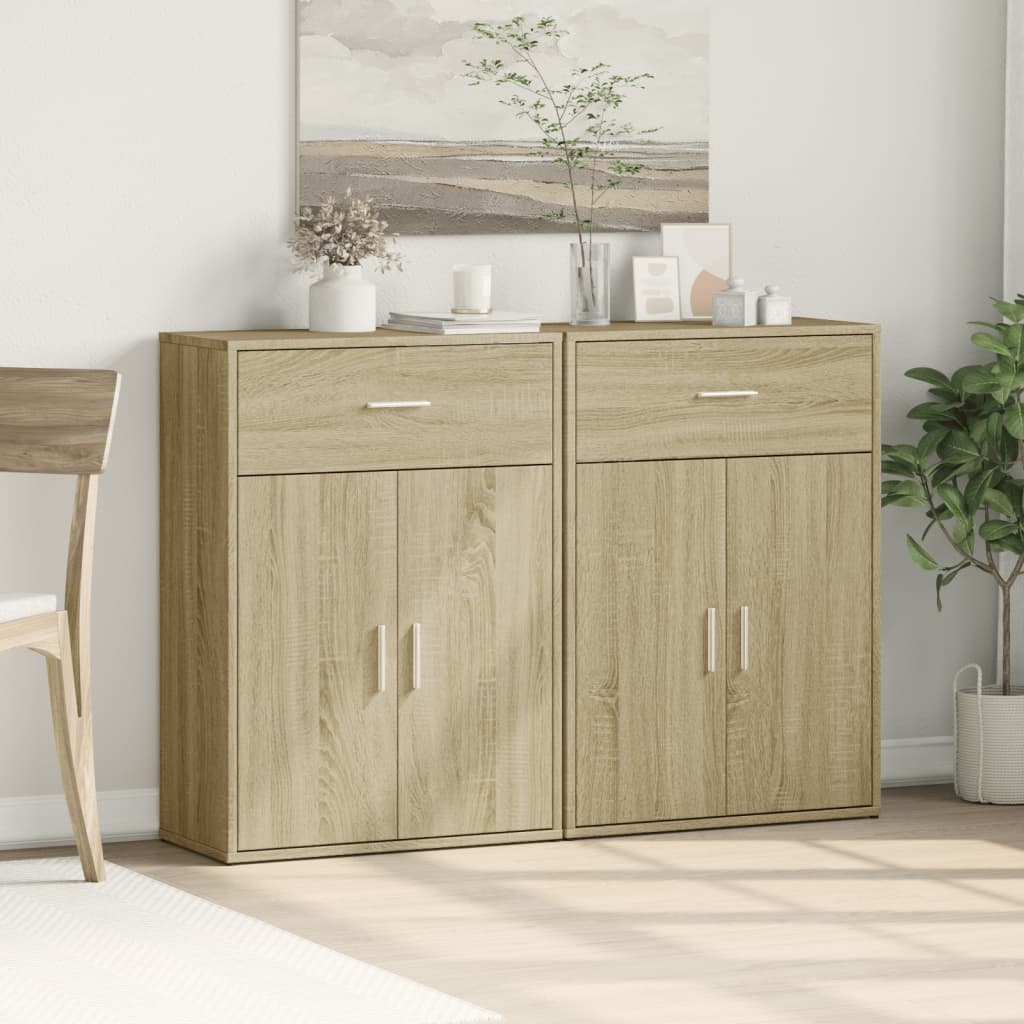 Buffets 2 pcs chêne sonoma 60x30x84 cm bois d'ingénierie - XIOS