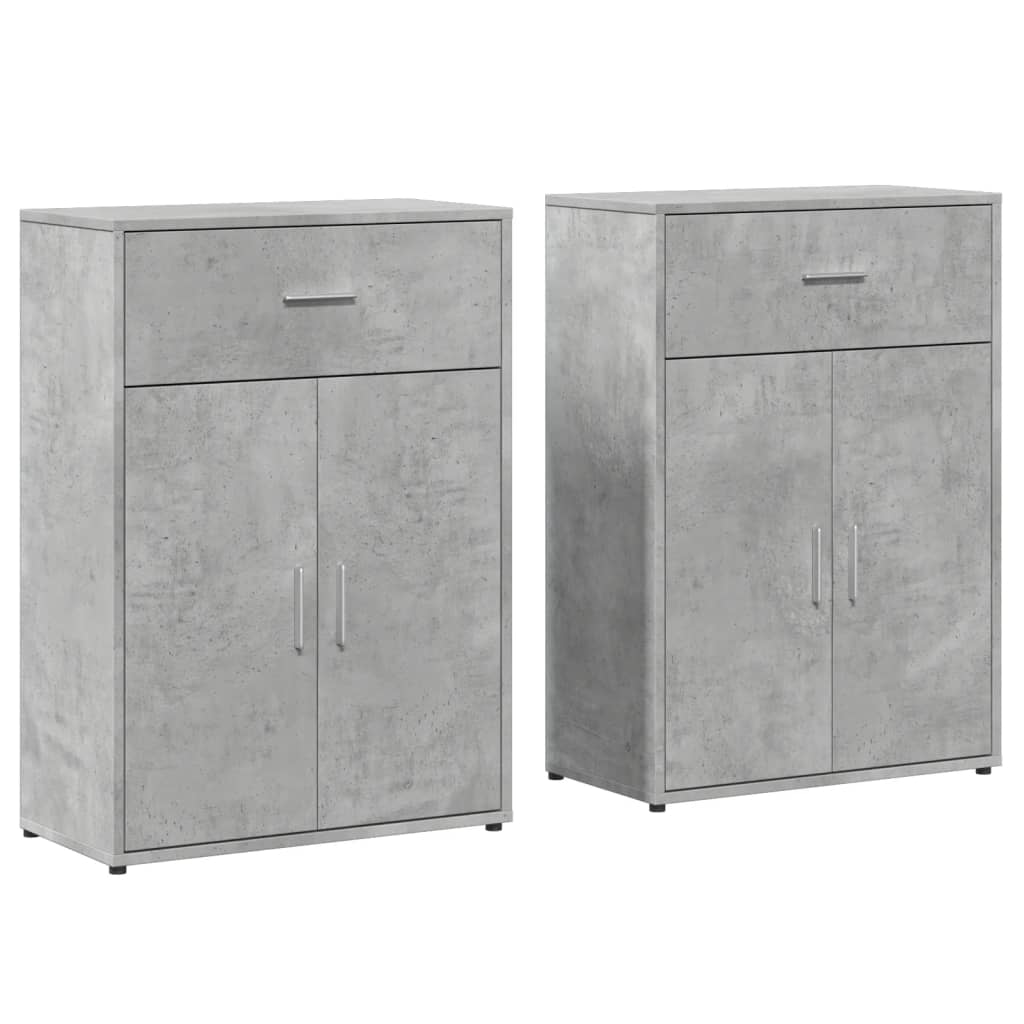 Buffets 2 pcs gris béton 60x30x84 cm bois d'ingénierie - XIOS