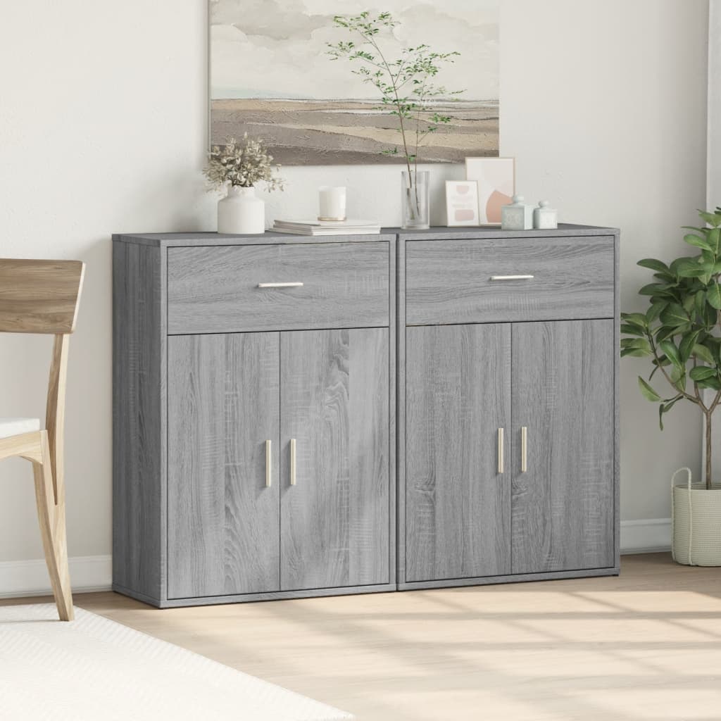 Buffets 2 pcs sonoma gris 60x30x84 cm bois d'ingénierie - XIOS