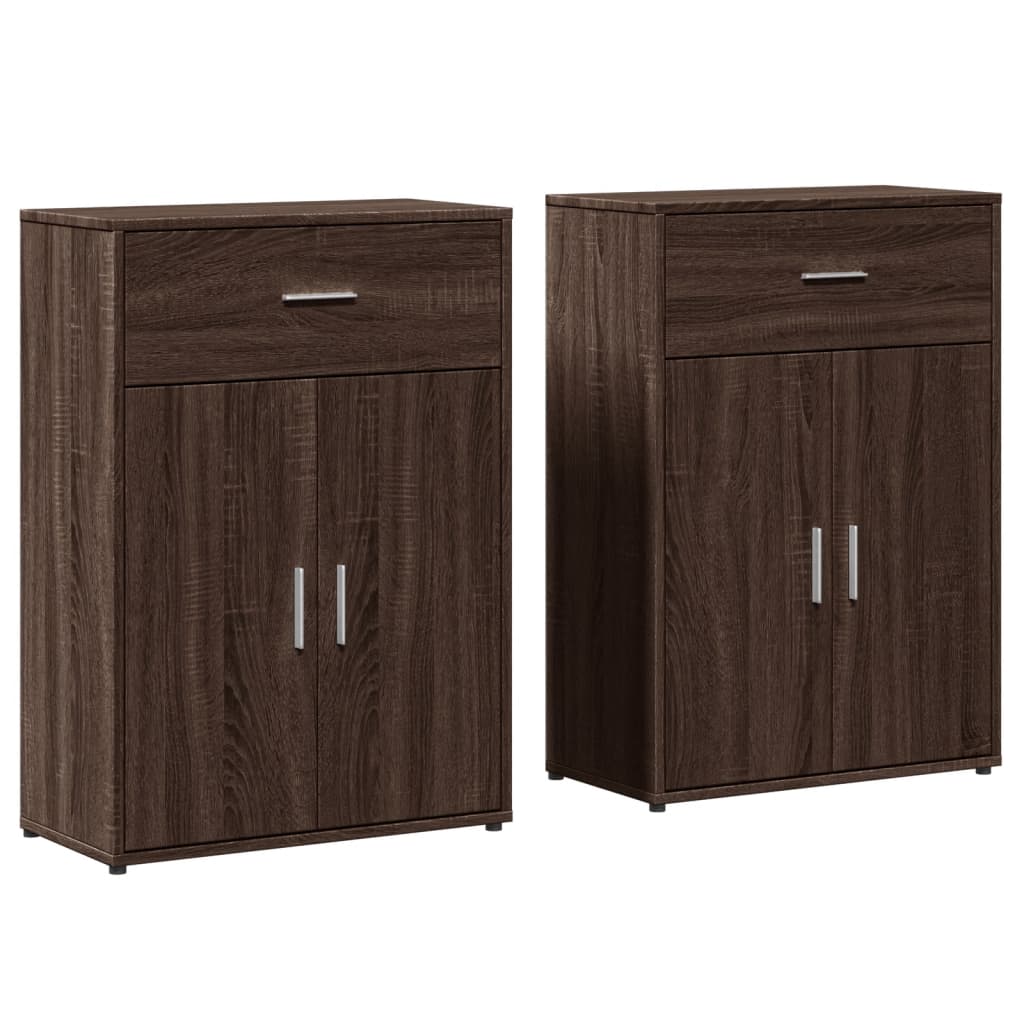 Buffets 2 pcs chêne marron 60x30x84 cm bois d'ingénierie