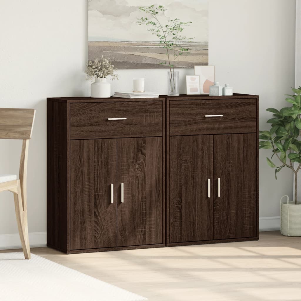 Buffets 2 pcs chêne marron 60x30x84 cm bois d'ingénierie Buffets & bahuts vidaXL