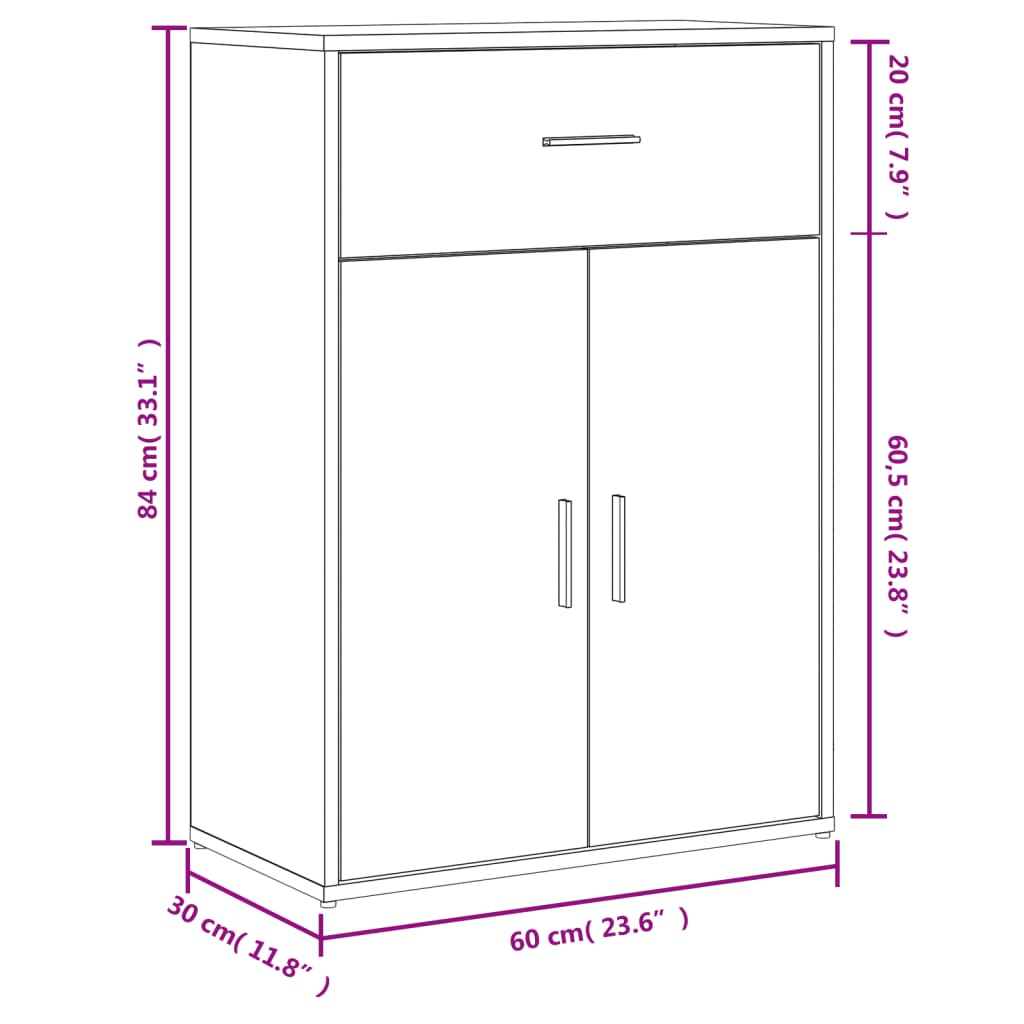 Buffets 2 pcs chêne marron 60x30x84 cm bois d'ingénierie Buffets & bahuts vidaXL