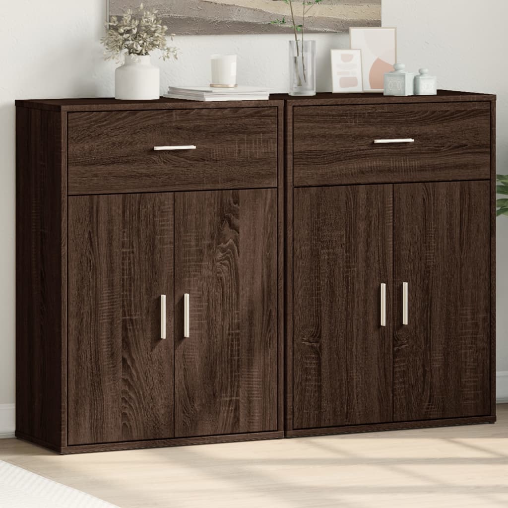 Buffets 2 pcs chêne marron 60x30x84 cm bois d'ingénierie