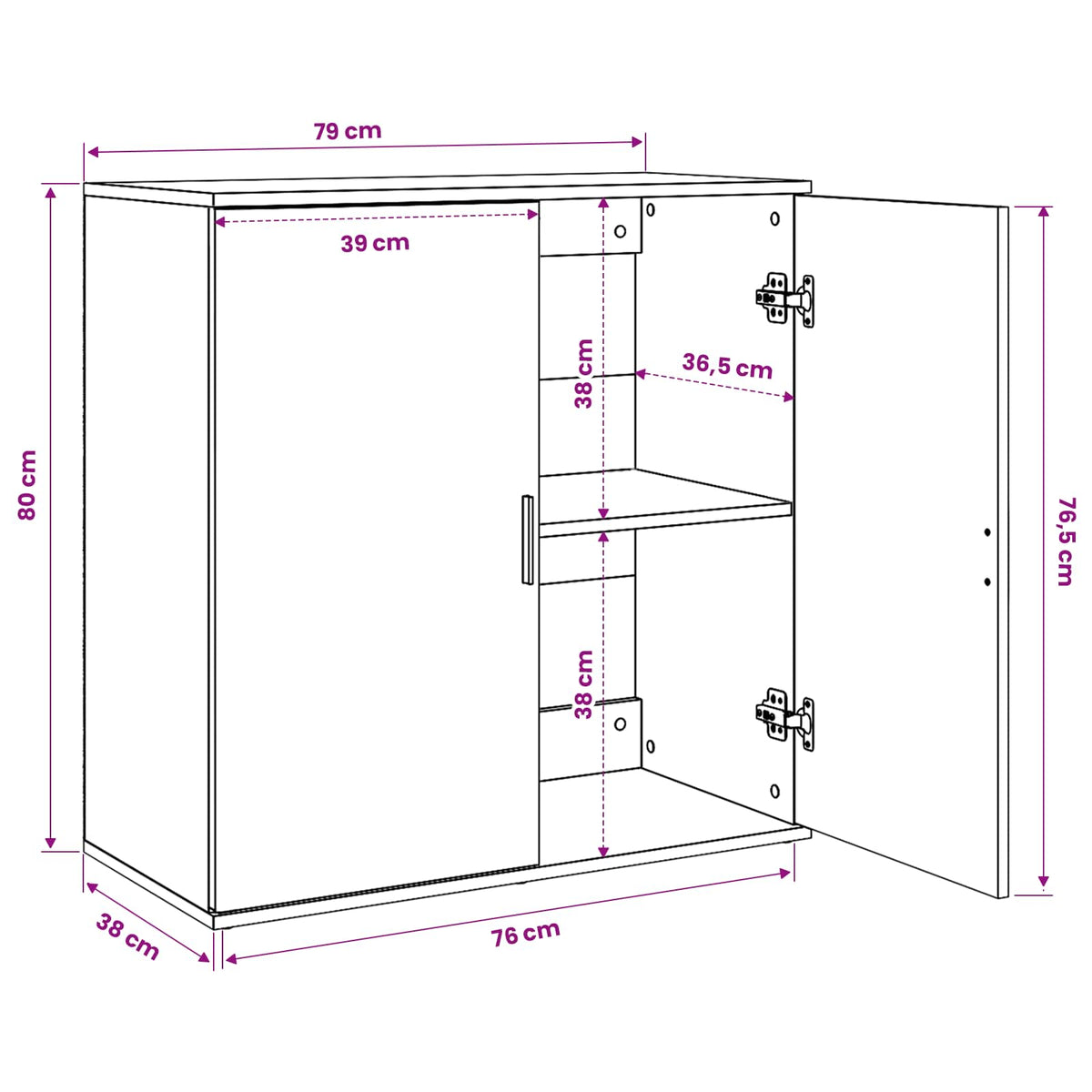 Buffets 2 pcs chêne sonoma 79x38x80 cm bois d'ingénierie