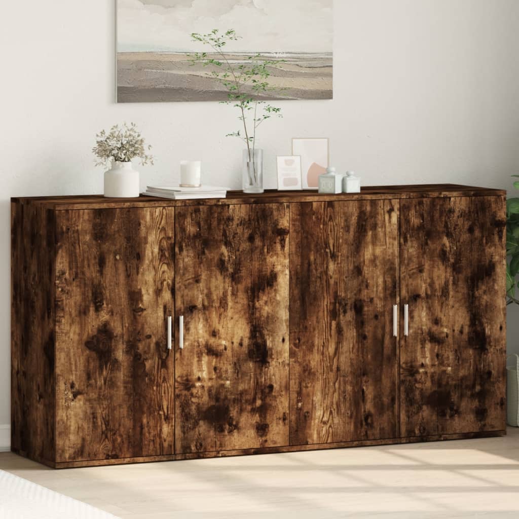 Buffets 2 pcs chêne fumé 79x38x80 cm bois d'ingénierie - XIOS