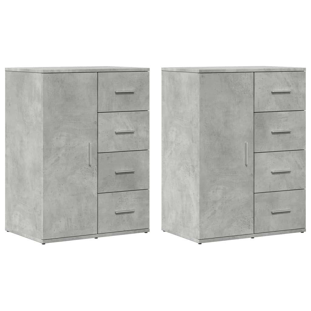 Buffets 2 pcs gris béton 59x39x80 cm bois d'ingénierie - XIOS