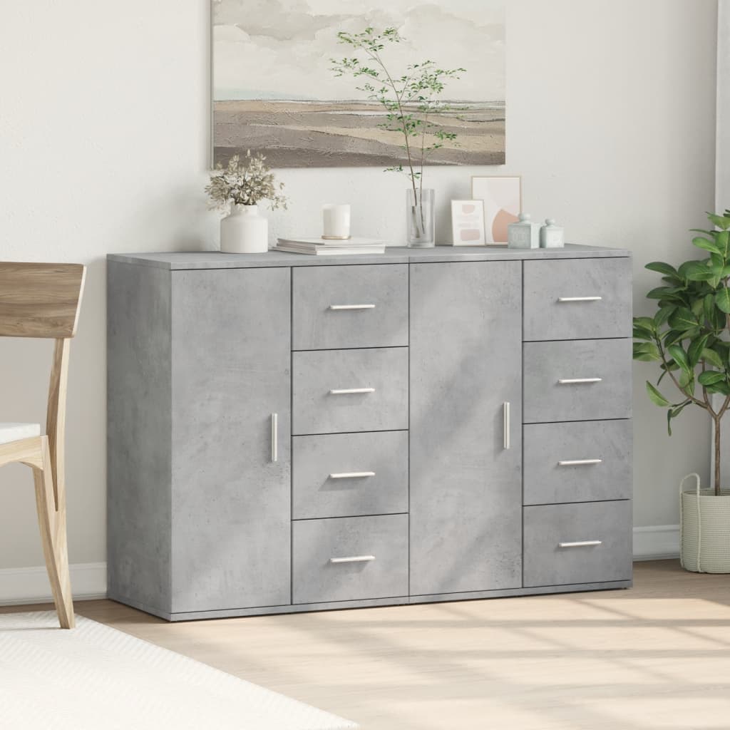 Buffets 2 pcs gris béton 59x39x80 cm bois d'ingénierie - XIOS
