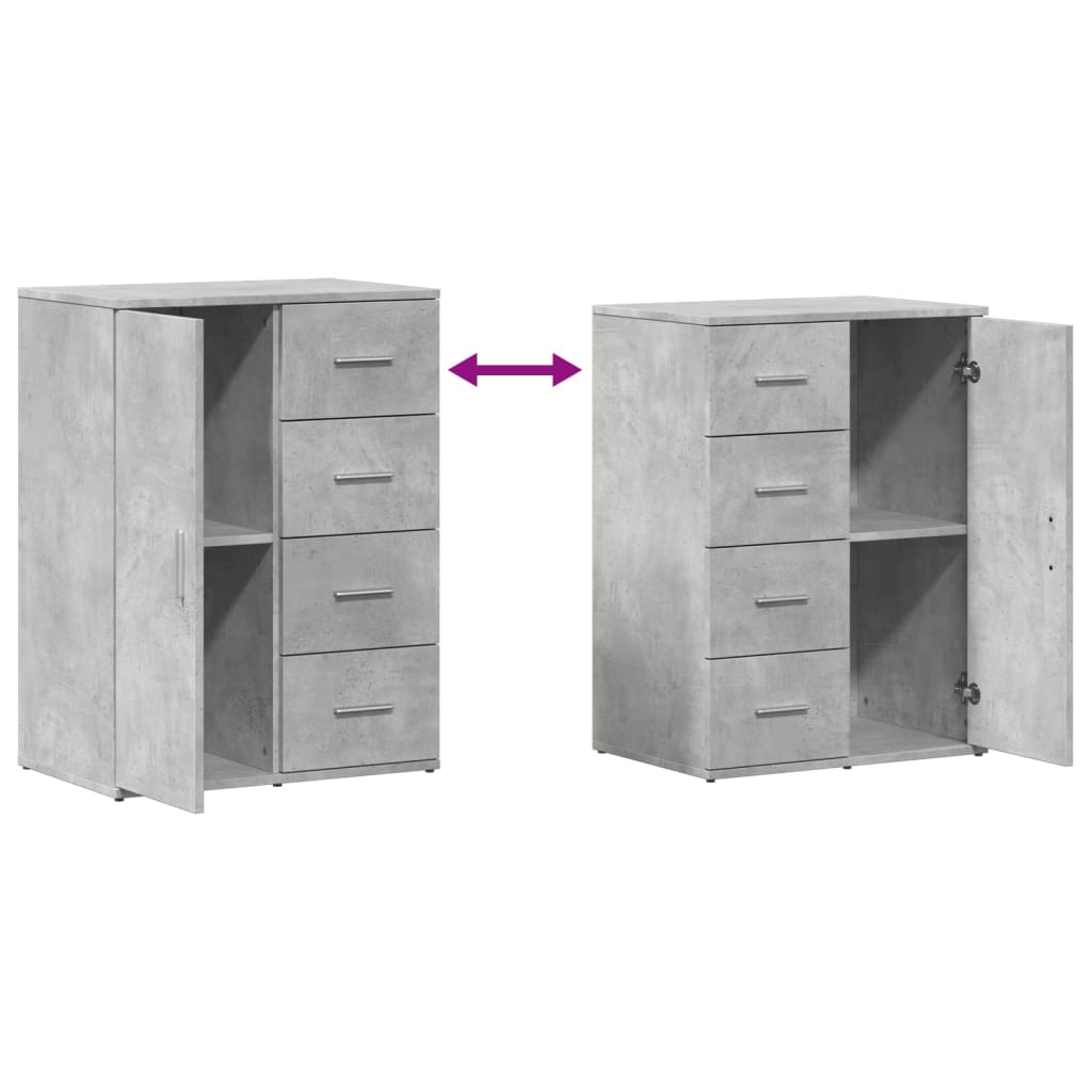 Buffets 2 pcs gris béton 59x39x80 cm bois d'ingénierie - XIOS