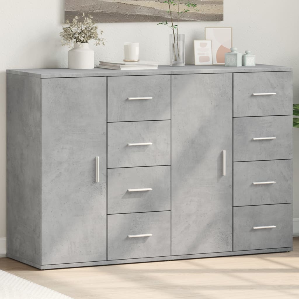 Buffets 2 pcs gris béton 59x39x80 cm bois d'ingénierie - XIOS