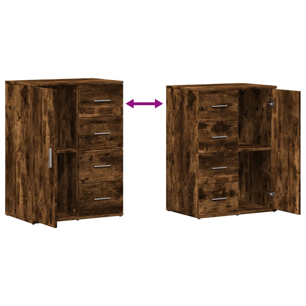 Buffets 2 pcs chêne fumé 59x39x80 cm bois d'ingénierie - XIOS