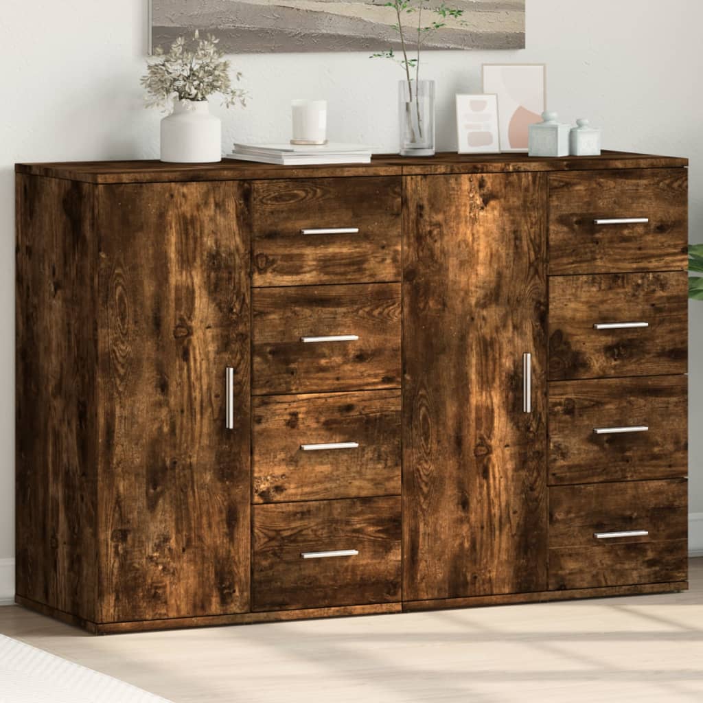 Buffets 2 pcs chêne fumé 59x39x80 cm bois d'ingénierie - XIOS