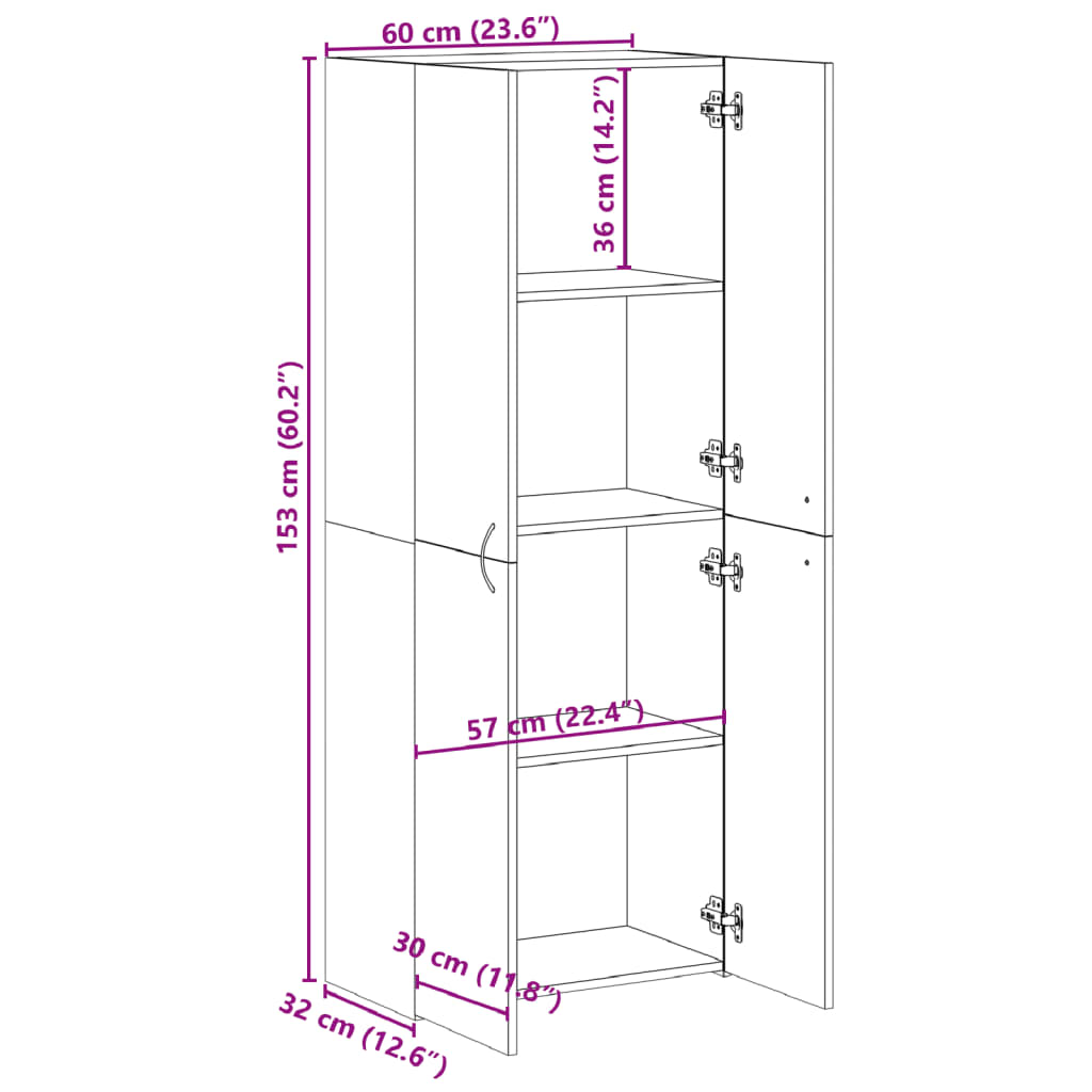 Armoire de classement blanc 60x32x153 cm bois d'ingénierie